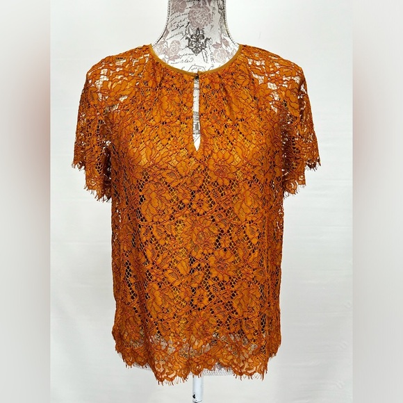 J. CREW Ochre lace flutter sleeve top size‎ XS. - Picture 1 of 13